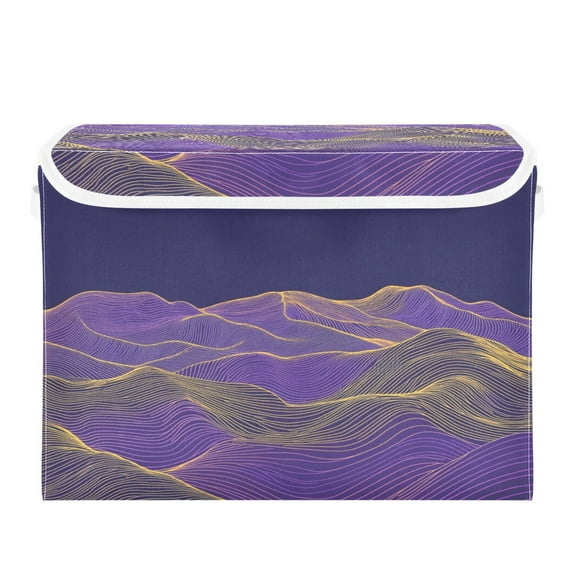 Storage Box With Lid 16.5x12.6x11.8In Foldable Stacked Household Storage Box Purple Mountain