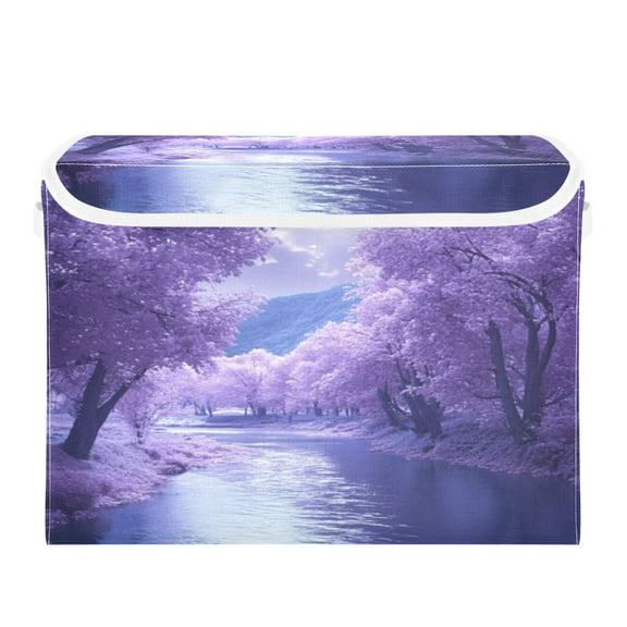 Storage Box With Lid 16.5x12.6x11.8In Foldable Stacked Household Storage Box Purple River Picture