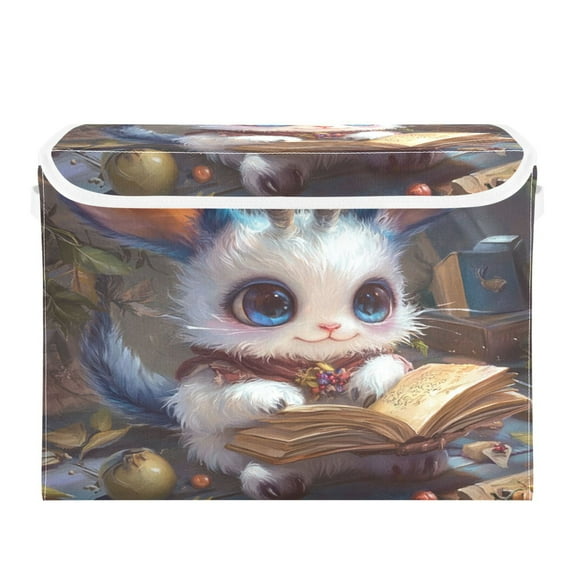 Storage Box With Lid 16.5x12.6x11.8In Foldable Stacked Household Storage Box Reading Wizard