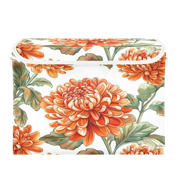 Storage Box With Lid 16.5x12.6x11.8In Foldable Stacked Household Storage Box Red Chrysanthemums