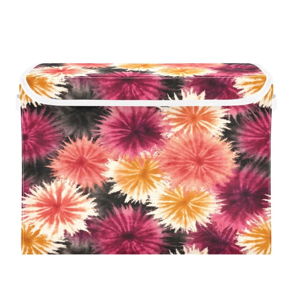 Storage Box With Lid 16.5x12.6x11.8In Foldable Stacked Household Storage Box Red Tie-dye