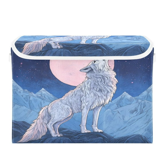 Storage Box With Lid 16.5x12.6x11.8In Foldable Stacked Household Storage Box Roaring Wolf