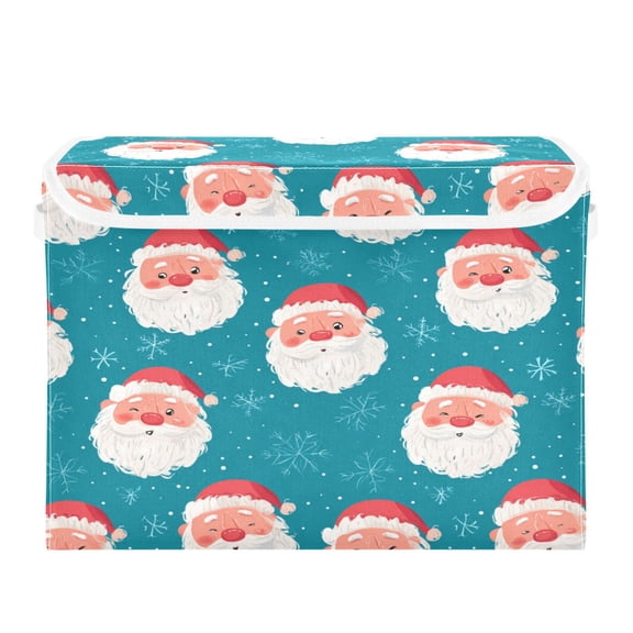 Storage Box With Lid 16.5x12.6x11.8In Foldable Stacked Household Storage Box Santa Claus Face