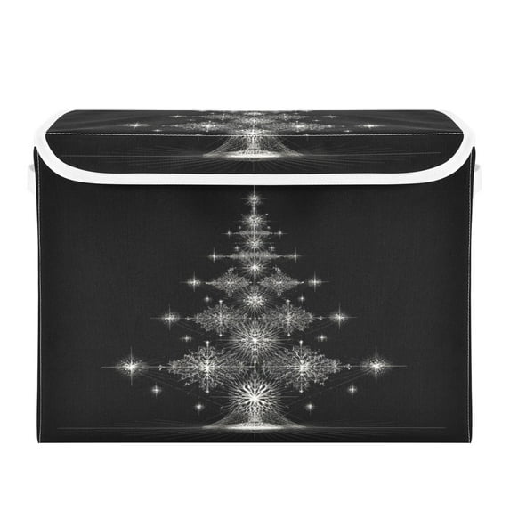 Storage Box With Lid 16.5x12.6x11.8In Foldable Stacked Household Storage Box Silver Christmas Tree