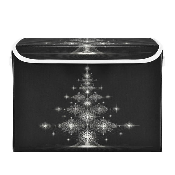 Storage Box With Lid 16.5x12.6x11.8In Foldable Stacked Household Storage Box Silver Christmas Tree