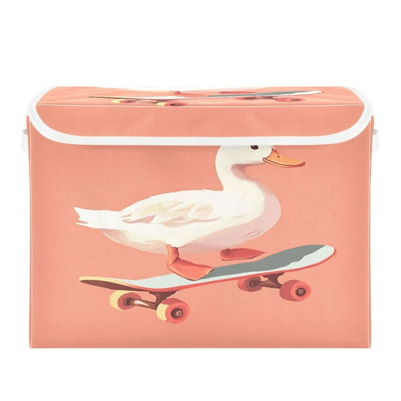 Storage Box With Lid 16.5x12.6x11.8In Foldable Stacked Household Storage Box Skateboard Duck