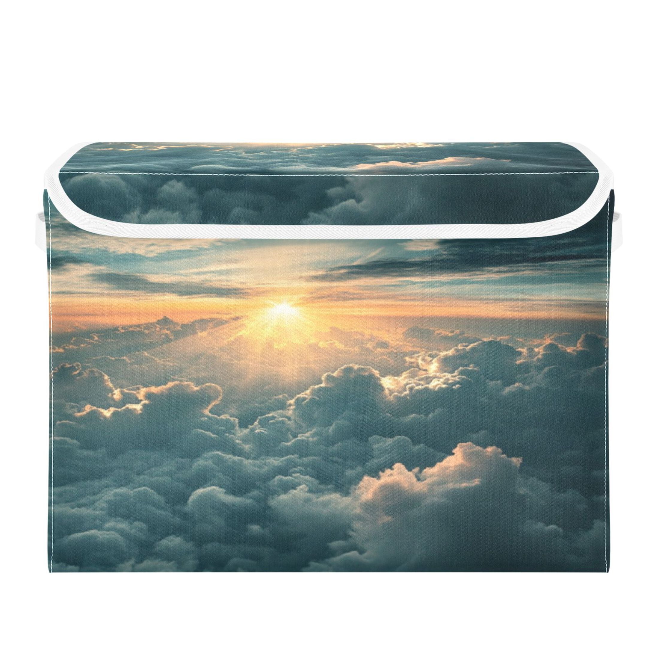 Storage Box With Lid 16.5x12.6x11.8In Foldable Stacked Household Storage Box Sky Picture
