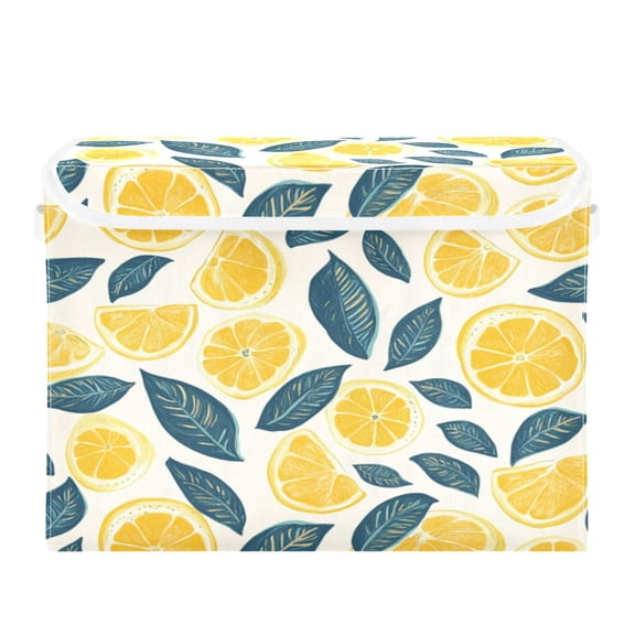 Storage Box With Lid 16.5x12.6x11.8In Foldable Stacked Household Storage Box Sliced Lemon Yellow