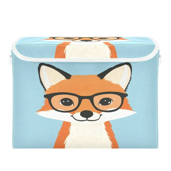 Storage Box With Lid 16.5x12.6x11.8In Foldable Stacked Household Storage Box Smiling Fox