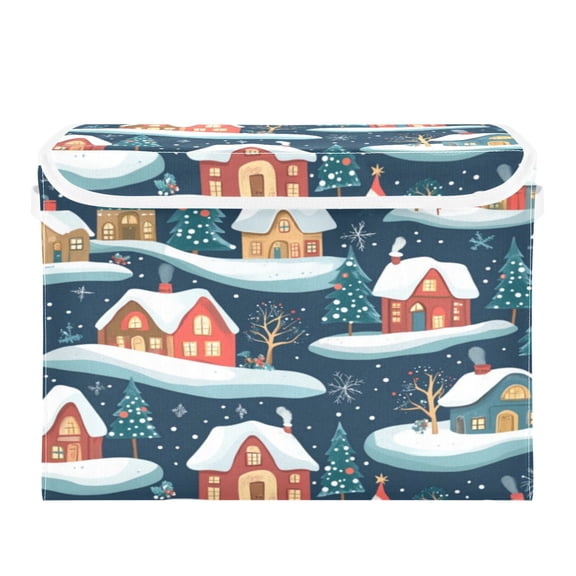Storage Box With Lid 16.5x12.6x11.8In Foldable Stacked Household Storage Box Snowflake House