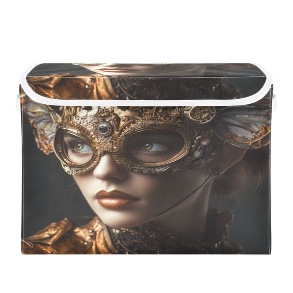 Storage Box With Lid 16.5x12.6x11.8In Foldable Stacked Household Storage Box Steampunk Beauty