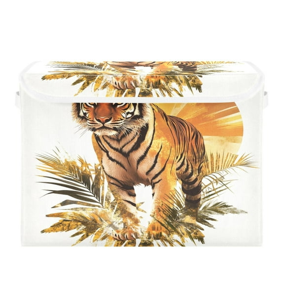 Storage Box With Lid 16.5x12.6x11.8In Foldable Stacked Household Storage Box Super Beautiful Tiger