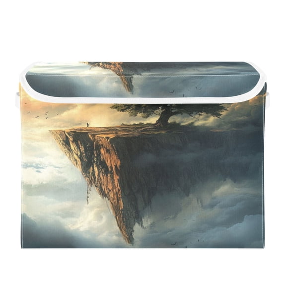 Storage Box With Lid 16.5x12.6x11.8In Foldable Stacked Household Storage Box Super Beautiful Tree