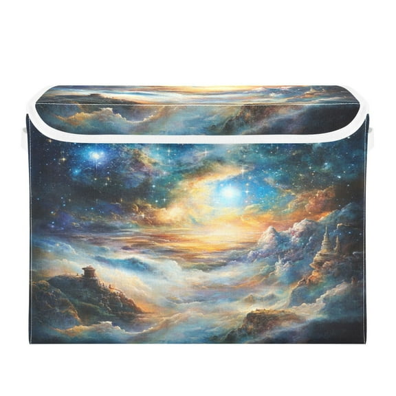 Storage Box With Lid 16.5x12.6x11.8In Foldable Stacked Household Storage Box Super Beautiful Universe