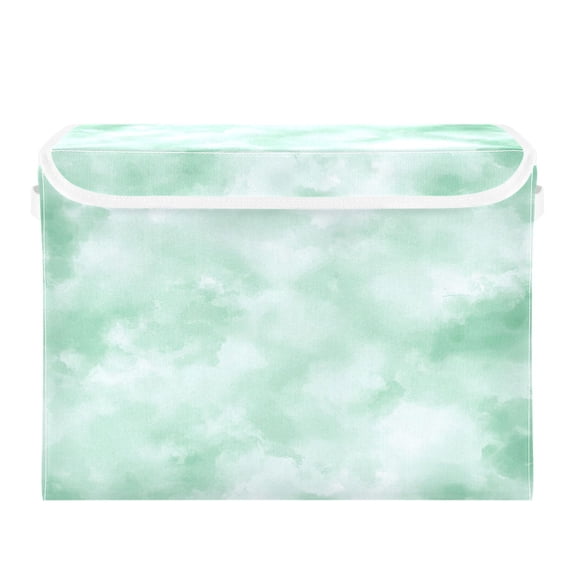 Storage Box With Lid 16.5x12.6x11.8In Foldable Stacked Household Storage Box Super Cool Green