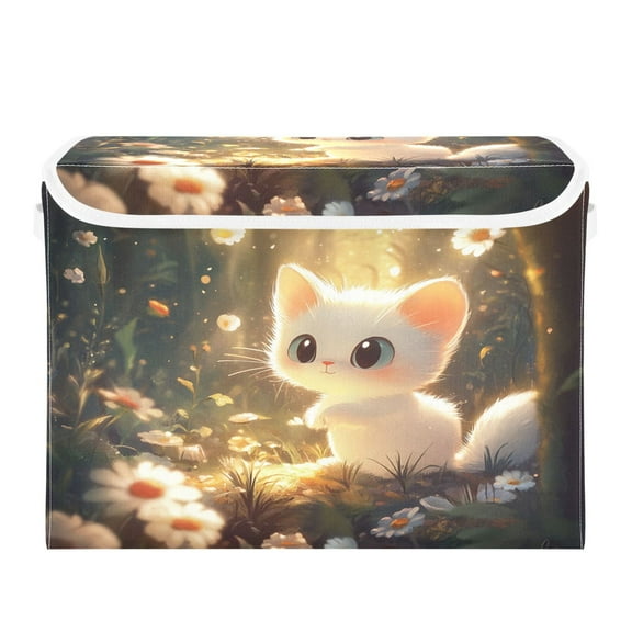 Storage Box With Lid 16.5x12.6x11.8In Foldable Stacked Household Storage Box Super Cool Kitten