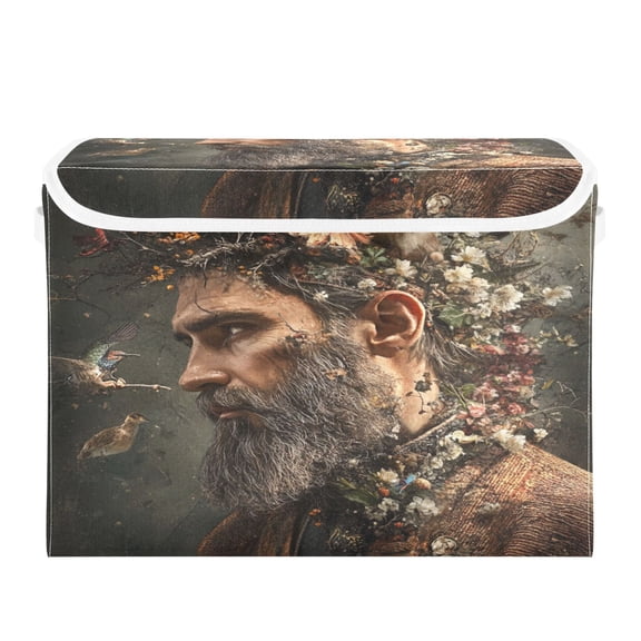 Storage Box With Lid 16.5x12.6x11.8In Foldable Stacked Household Storage Box Super Cool Man