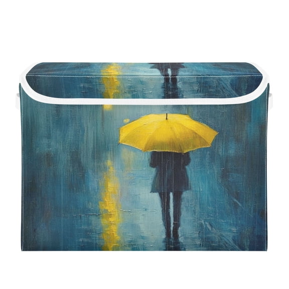 Storage Box With Lid 16.5x12.6x11.8In Foldable Stacked Household Storage Box Super Cool Rain