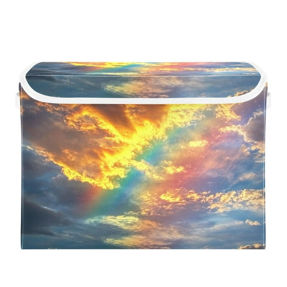 Storage Box With Lid 16.5x12.6x11.8In Foldable Stacked Household Storage Box Super Cool Sky
