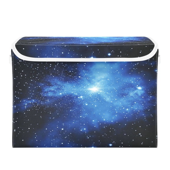 Storage Box With Lid 16.5x12.6x11.8In Foldable Stacked Household Storage Box Super Cool Starry Sky