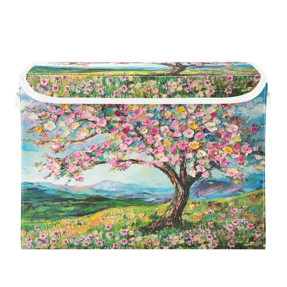 Storage Box With Lid 16.5x12.6x11.8In Foldable Stacked Household Storage Box Super Cool Tree