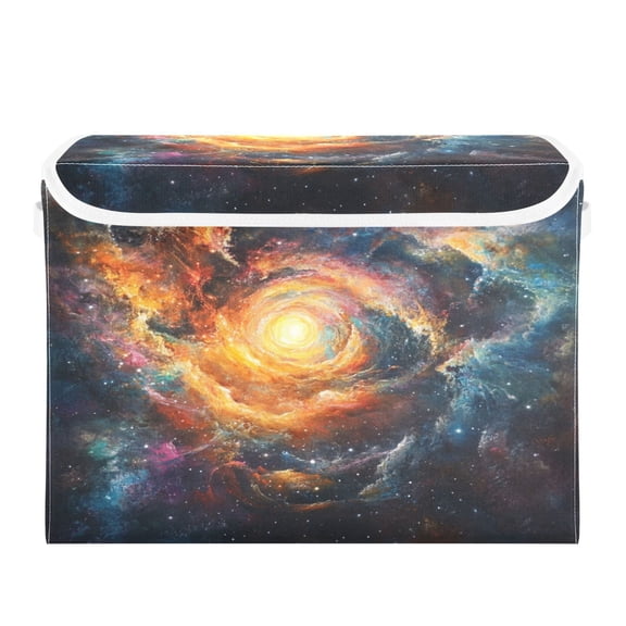 Storage Box With Lid 16.5x12.6x11.8In Foldable Stacked Household Storage Box Super Cool Universe