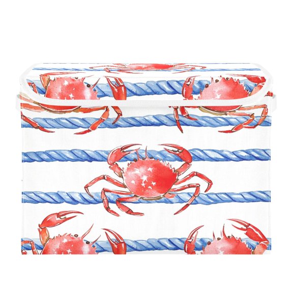 Storage Box With Lid 16.5x12.6x11.8In Foldable Stacked Household Storage Box Super Cute Crab
