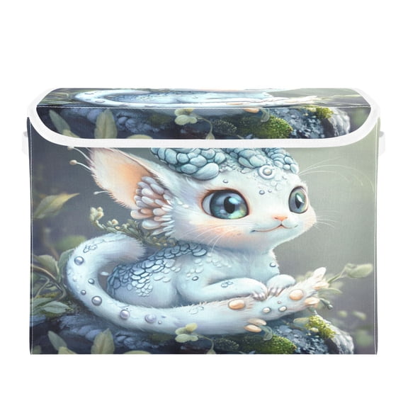 Storage Box With Lid 16.5x12.6x11.8In Foldable Stacked Household Storage Box Super Cute Dragon