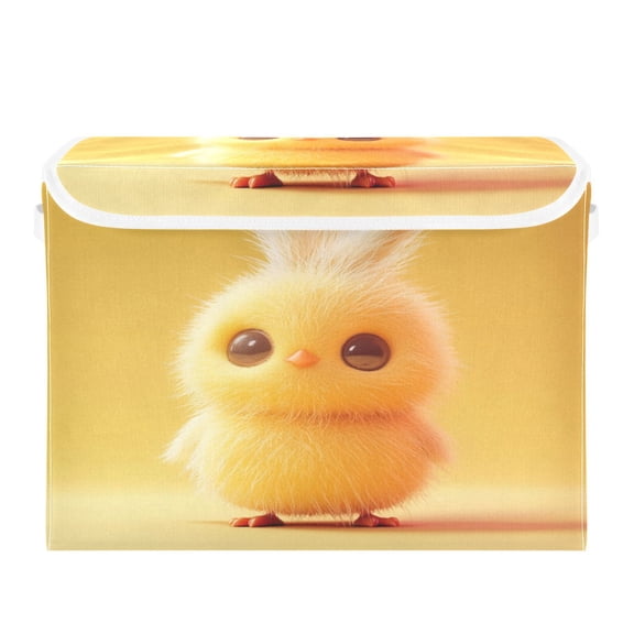 Storage Box With Lid 16.5x12.6x11.8In Foldable Stacked Household Storage Box Super Cute Little Chicken