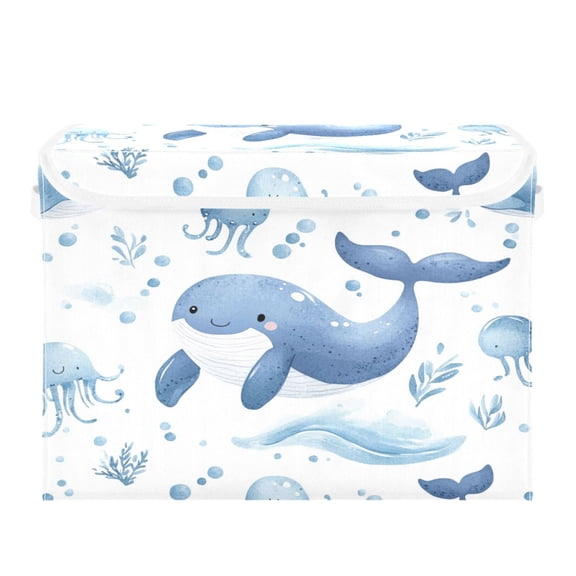 Storage Box With Lid 16.5x12.6x11.8In Foldable Stacked Household Storage Box Super Cute Whale