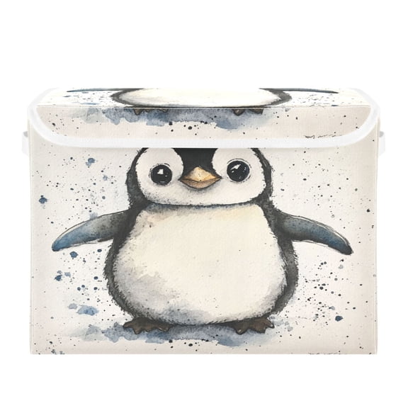 Storage Box With Lid 16.5x12.6x11.8In Foldable Stacked Household Storage Box Super Lovely Cartoon Penguin