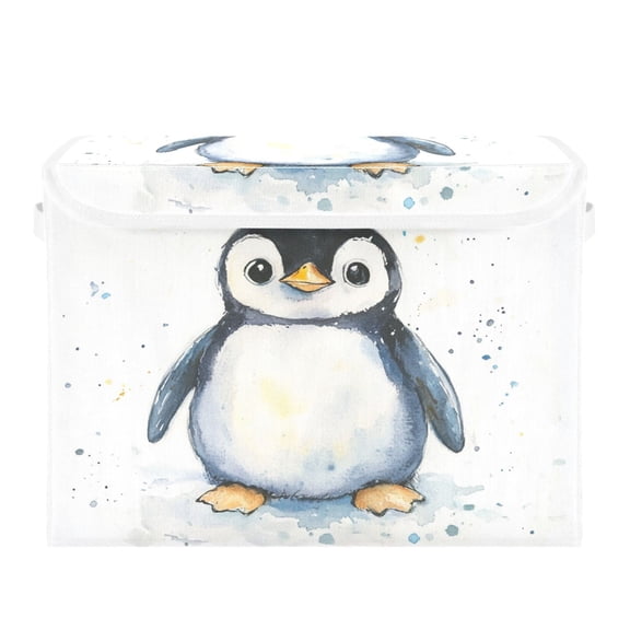 Storage Box With Lid 16.5x12.6x11.8In Foldable Stacked Household Storage Box Super Lovely Penguin