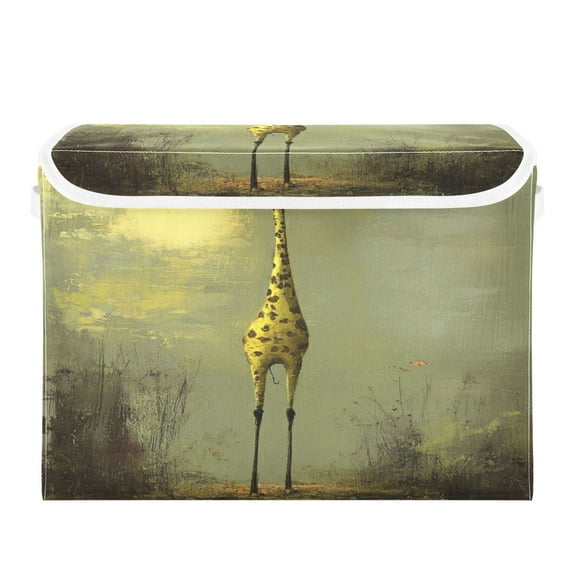 Storage Box With Lid 16.5x12.6x11.8In Foldable Stacked Household Storage Box Tall Cartoon Giraffe