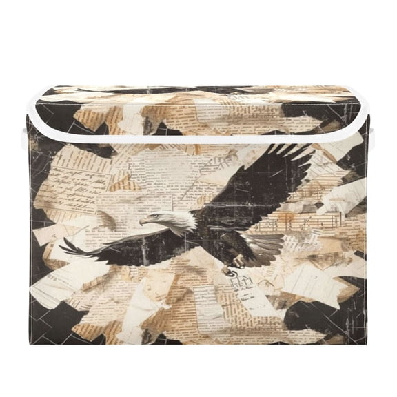 Storage Box With Lid 16.5x12.6x11.8In Foldable Stacked Household Storage Box The Bald Eagle and Newspapers