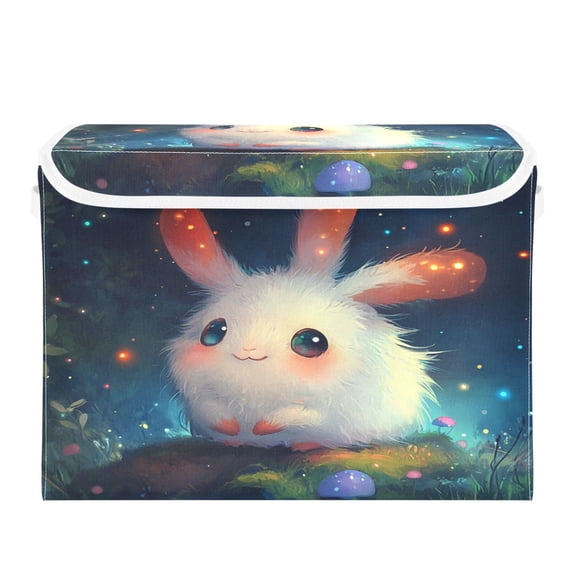 Storage Box With Lid 16.5x12.6x11.8In Foldable Stacked Household Storage Box Three-eared Rabbit