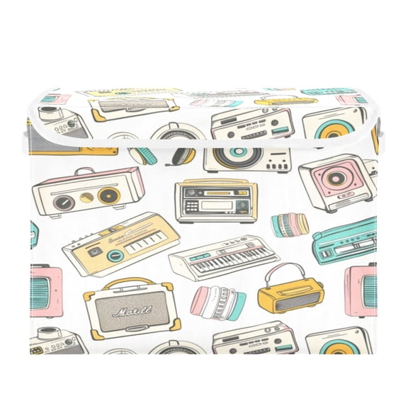 Storage Box With Lid 16.5x12.6x11.8In Foldable Stacked Household Storage Box Various Audio Cartoons