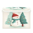 thumbnail image 1 of Storage Box With Lid 16.5x12.6x11.8In Foldable Stacked Household Storage Box Watercolor Christmas Snowman, 1 of 7