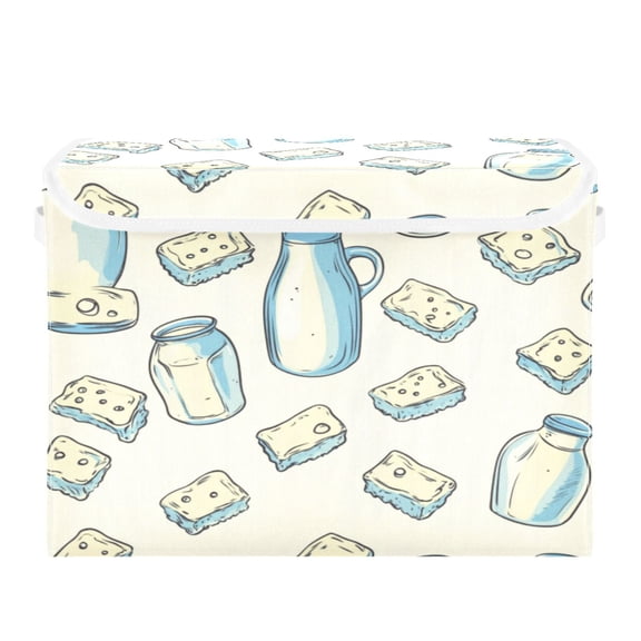 Storage Box With Lid 16.5x12.6x11.8In Foldable Stacked Household Storage Box White Milk Bottle