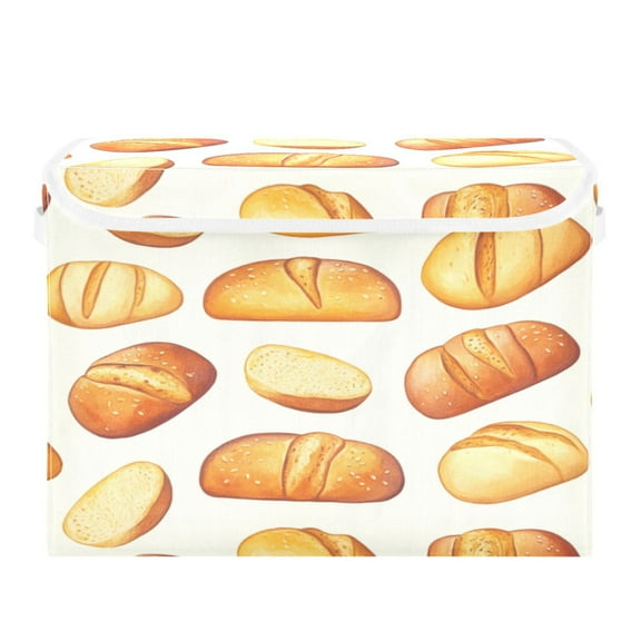 Storage Box With Lid 16.5x12.6x11.8In Foldable Stacked Household Storage Box Yellow Bread
