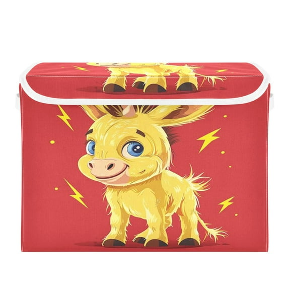 Storage Box With Lid 16.5x12.6x11.8In Foldable Stacked Household Storage Box Yellow Unicorn