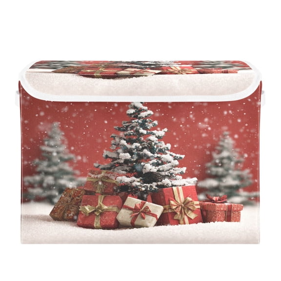 Storage Box With Lid 16.5x12.6x11.8In Lidded Home Storage Bins Foldable Stacked Household Storage Box 3d Christmas Tree