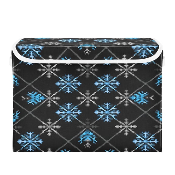 Storage Box With Lid 16.5x12.6x11.8In Lidded Home Storage Bins Foldable Stacked Household Storage Box Beautiful Blue Snowflake
