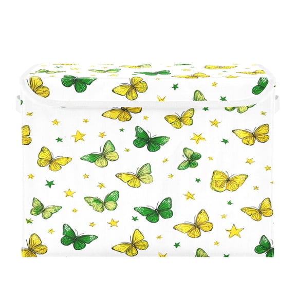 Storage Box With Lid 16.5x12.6x11.8In Lidded Home Storage Bins Foldable Stacked Household Storage Box Beautiful Butterflies