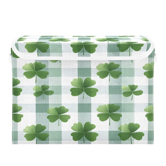 Storage Box With Lid 16.5x12.6x11.8In Lidded Home Storage Bins Foldable Stacked Household Storage Box Beautiful Four-leaf Clover Seamless