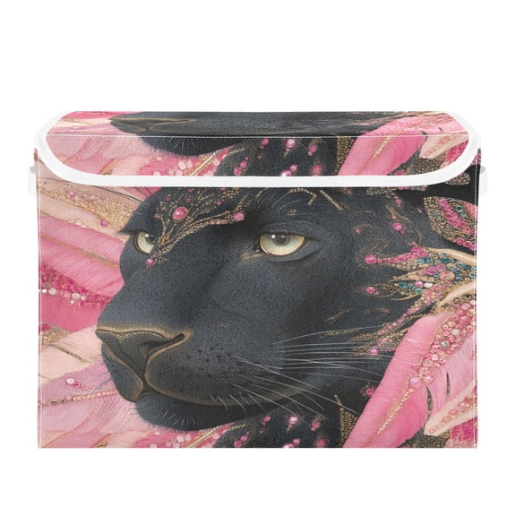 Storage Box With Lid 16.5x12.6x11.8In Lidded Home Storage Bins Foldable Stacked Household Storage Box Black Panther