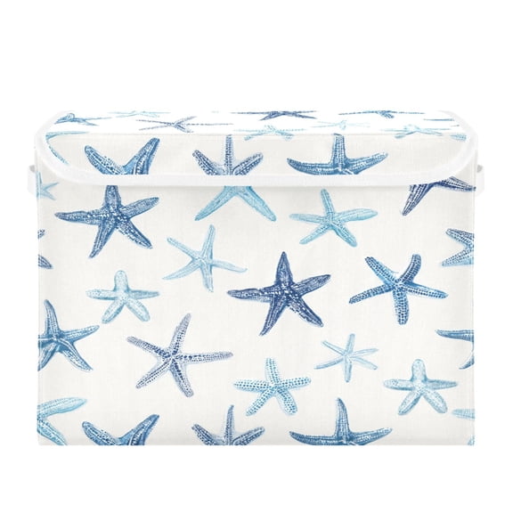 Storage Box With Lid 16.5x12.6x11.8In Lidded Home Storage Bins Foldable Stacked Household Storage Box Blue Sea Sar