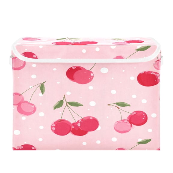 Storage Box With Lid 16.5x12.6x11.8In Lidded Home Storage Bins Foldable Stacked Household Storage Box Bright Cherry Blossom Pattern