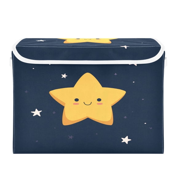Storage Box With Lid 16.5x12.6x11.8In Lidded Home Storage Bins Foldable Stacked Household Storage Box Bright Glowing Stars Art