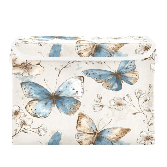 Storage Box With Lid 16.5x12.6x11.8In Lidded Home Storage Bins Foldable Stacked Household Storage Box Butterfly on Light Backdrop