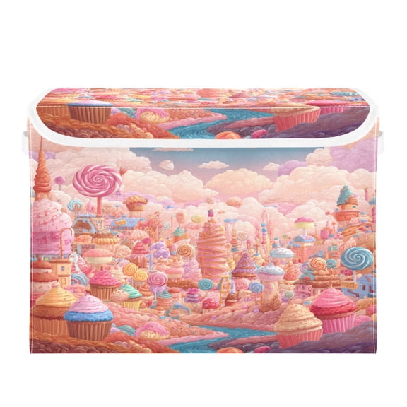 Storage Box With Lid 16.5x12.6x11.8In Lidded Home Storage Bins Foldable Stacked Household Storage Box Candy Land Tower Sweets